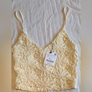 Zara Trafaluc Embroidery Floral/Lace Crop Top Bralette Top Size Small